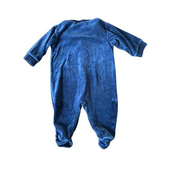 Vintage Ralph Lauren Baby One Piece Velour Blue 9 months - Picture 2 of 3